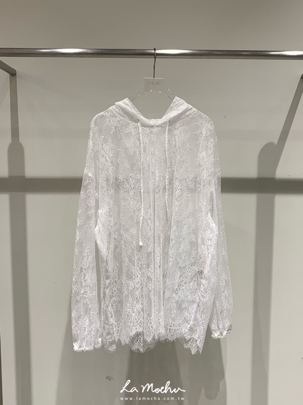 透膚蕾絲連帽上衣